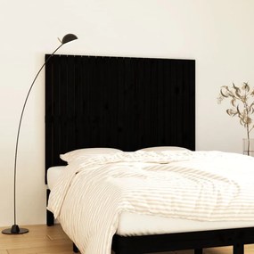 824972 vidaXL Tăblie de pat pentru perete, negru, 140x3x110 cm lemn masiv pin