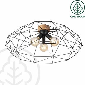 Brilagi - Plafonieră WOODY BASKET, 3 x E27/60W/230V, Ø 80 cm, stejar