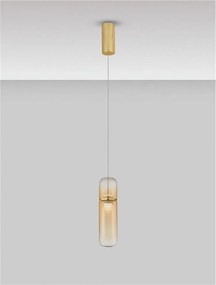 Pendul modern LED, Metal, Auriu, Sticla, Amber, Norma