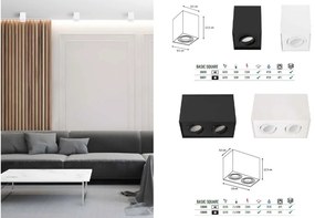 Plafoniera aplicata cu 2 spoturi directionabile, BASIC SQUARE II BK