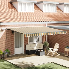 Marchiză Manuală Retractabilă vidaXL cu LED Verde și Galben 450x300 cm