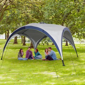 Outsunny Pavilion grădină Gartenzelt cort de petrecere cort de soare rezistent la intemperii, stalp metal + poliester crem + albastru 4 x 4 x 2,5 m | Aosom Romania
