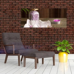 Tablou - Lumânare și orhidee (120x50 cm)