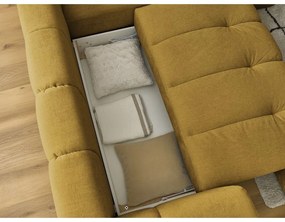 Colțar galben muștar extensibil/cu spațiu de depozitare (cu colț pe partea dreaptă/în formă de ”L”) Fuji – Bobochic Paris