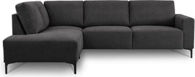Colțar gri antracit cu tapițerie din chenille (cu colț pe partea stângă/în formă de ”L”) Fabian – Scandic