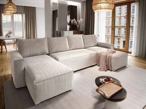 OFERTA Set mobilier coltar in forma de U SMART COSARO bej deschis 295x140 cm clasa a II-a