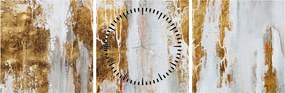 Tablou - Abstract auriu (cu ceas) (90x30 cm)