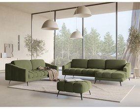 Colțar verde cu tapițerie din catifea (cu colț pe partea dreaptă) Nalu – Makamii