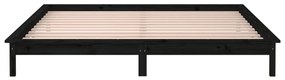 Cadru de pat cu LED Super King 6FT negru 180x200 cm lemn masiv Negru, 180 x 200 cm