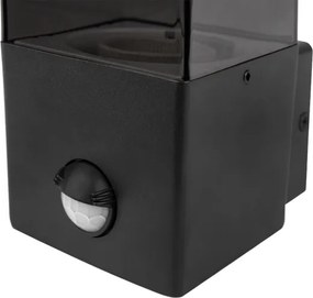 Aplica de perete pentru exterior cu senzor, 1xE27/40W/230V, IP44, negru/fumuriu