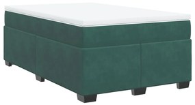 3285278 vidaXL Pat box spring cu saltea, verde închis, 120x200 cm, catifea