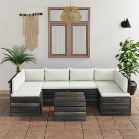 3061985 vidaXL Set mobilier grădină din paleți cu perne, 7 piese, lemn de pin
