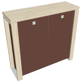 Dulap mediu Verno+ S 140 x 46 x 130 cm, uși de sticlă, salcâm / maro