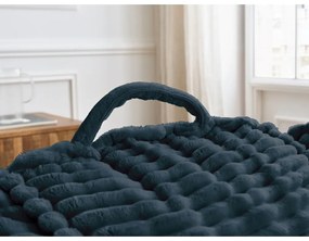 Fotoliu bean bag albastru închis cu tapițerie din catifea reiată Socrate – Bobochic Paris