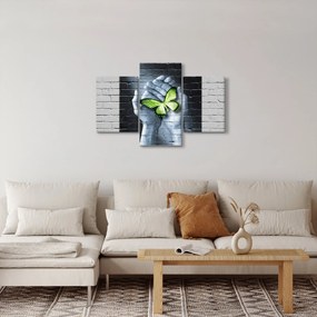 Tablou - Fluture verde în perete (90x60 cm)