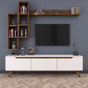 Perete TV Mia Walnut and White