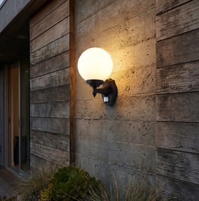 Lampă clasică de perete pentru exterior neagră cu sticlă opal IP44 cu senzor de mișcare - Champs