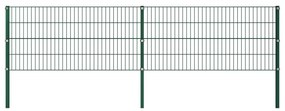 vidaXL Panou de gard cu stâlpi din fier, verde, 349x80 cm