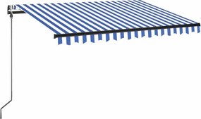 vidaXL Copertină automată cu senzor vânt&LED, albastru/alb, 350x250 cm