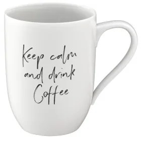 Cana din portelan, Statement Keep Calm and drink coffee, Alb, 340 ml, Villeroy & Boch