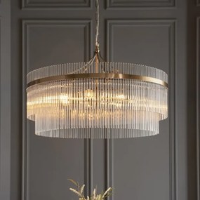 Endon 112574 - Candelabru suspendat pe lanț MARIETTA GRAND 7xE14/7W/230V alamă/sticlă clară