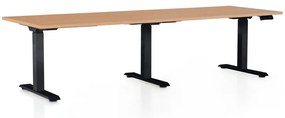 Masa inaltime reglabila OfficeTech Long, 240 x 80 cm, bază neagră, fag