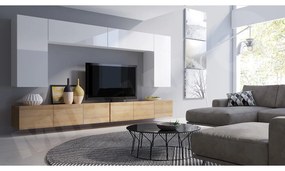 Mobilier living Brolani XIII (Stejar auriu + Alb + lucios Alb) . 1104547