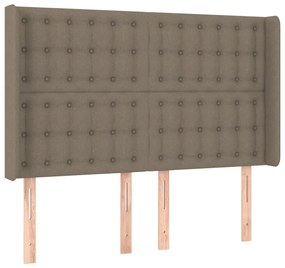 Tablie de pat cu LED, gri taupe, 147x16x118 128 cm, textil 1, Gri taupe, 147 x 16 x 118 128 cm