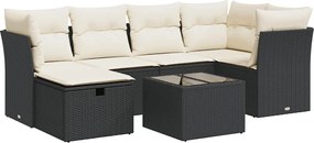 vidaXL Set canapele de grădină cu perne, 7 piese, negru, poliratan