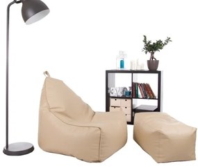 Fotoliu puf cu taburete Glory Plus XXL (bej). 1054563
