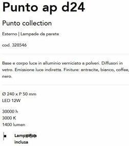 Aplica LED iluminat exterior ambiental Punto ap d24 neagra