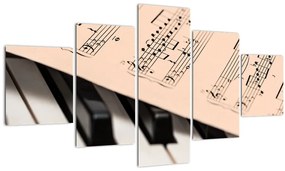 Tablou cu pian și notele muzicale (125x70 cm), în 40 de alte dimensiuni noi