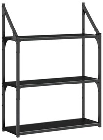 835449 vidaXL Raft perete cu 3 niveluri, negru, 60x21x78,5 cm, lemn prelucrat