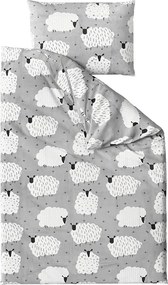 Lenjerie de pat din bumbac SHEEP POLY gri Dimensiune lenjerie de pat: 2 buc 70 x 90 cm | 200 x 220 cm
