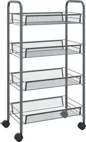 vidaXL Cărucior de bucătărie, 4 niveluri, gri, 46x26x85 cm, fier