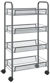 336327 vidaXL Cărucior de bucătărie, 4 niveluri, gri, 46x26x85 cm, fier