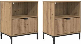 vidaXL Dulap de noapte 2 pcs stejar artizanal 49 x 36 x 61 cm
