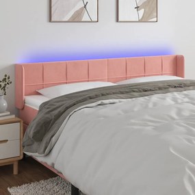 3123301 vidaXL Tăblie de pat cu LED, roz, 183x16x78/88 cm, catifea