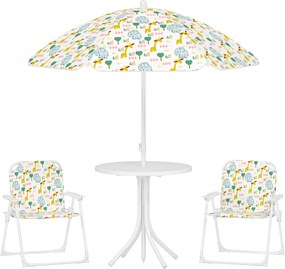 AIYAPLAY Set de Mobilier de Grădină din 4 Piese cu Masă, Scaune și Umbrelă de Soare Reglabilă, 50xΦ49,5 cm, Verde | Aosom Romania