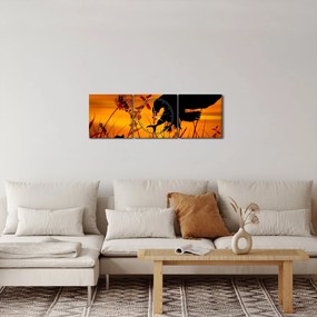 Tablou cu silueta prădătorului (cu ceas) (90x30 cm)