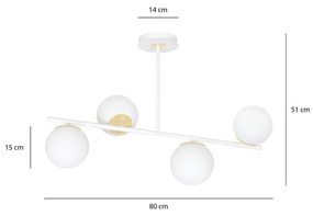 Lustra Plafon Floki 4 White-Gold 1023/4 Emibig Lighting, Modern, E14, Polonia