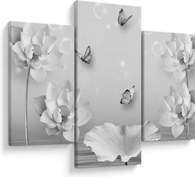 Tablou - Design flori și fluturi (90x60 cm)