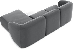 Colțar gri cu tapițerie din catifea (cu colț pe partea dreaptă/cu șezlong) Lani – Makamii