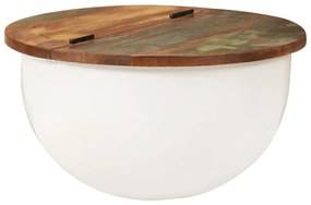vidaXL Măsuță de cafea, alb, 50x27 cm, lemn masiv reciclat