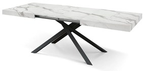 MASA TIFANY BLAT ALB MARMORAT - 140 cm / 90 / h 77 - Pal - EFECT MARMURA - Extensibila - ALB - Metal