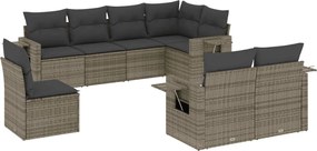 vidaXL Set canapele de grădină cu perne, 8 piese, gri, poliratan