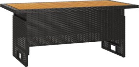 vidaXL Masă de grădină negru 100x50x43/63 cm lemn acacia și poliratan