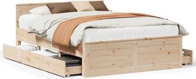 vidaXL Cadru pat fără saltea/cu tăblie, 140x190 cm, lemn masiv de pin