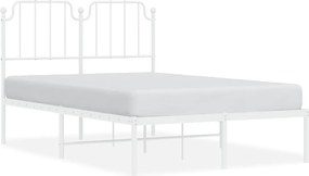 vidaXL Cadru de pat metalic cu tăblie, alb, 120x190 cm