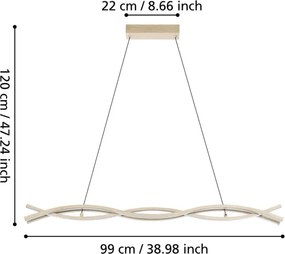 Eglo 901106 - Lampă suspendată LED pe cablu LASANA, 35W/230V, auriu